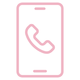 Smartphone mit einem Telefonhörer-Symbol in rosa.